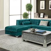 Bellaire Sectional Sofa 508380 in Teal Velvet Fabric by Coaster