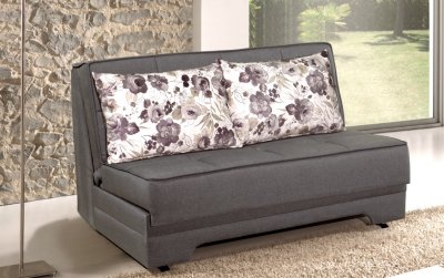 Rio Pull-Out Loveseat Bed in Grey Fabric by Rain