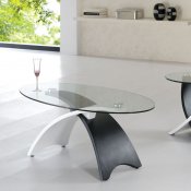 Two-Tone Black & White Contemporary Coffee Table W/Glass Top