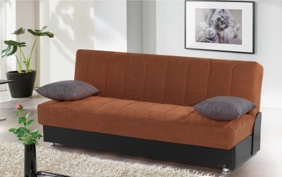 Leon Sofa Bed Convertible in Brown Microfiber by Rain