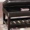 Brown Leather Top Bench Coffee Table w/Shelf & Slat Storage Base