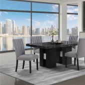 D03DT Dining Room Set 5Pc Black by Global w/D8685DC Gray Chairs