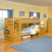 Solid Pine Contemporary Kids Stairway Bunk Bed