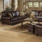 Rich Brown Bonded Leather Traditional Sofa & Loveseat Set