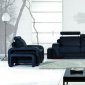 Black Leather 3Pc Modern Living Room Set w/Footrests