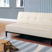 Cream Vinyl Leather Moden Elegant Sofa Bed Convertible