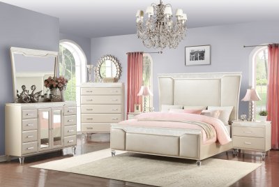 Chanel 5Pc Modern Bedroom Set in Cream
