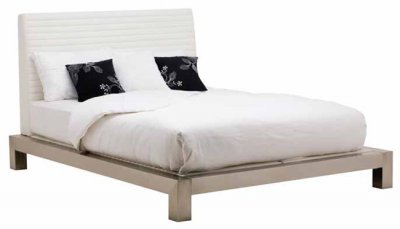 White or Black Nauga Modern Platform Bed w/Brushed Steel Frame