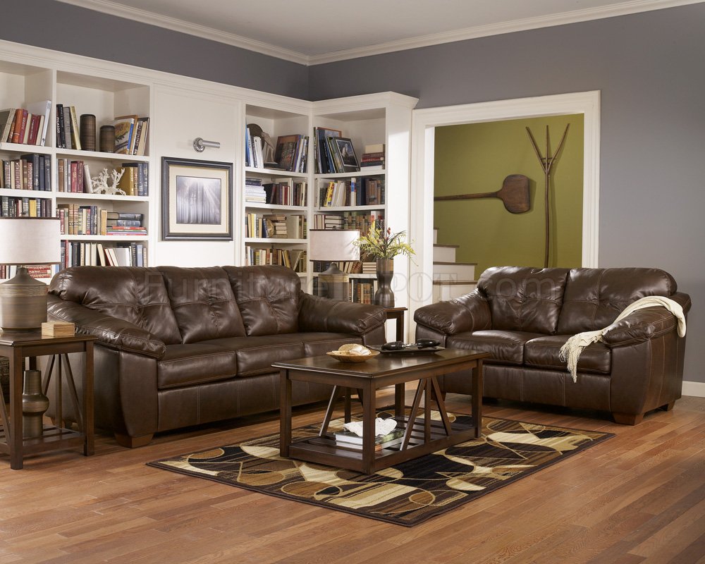 Brown Faux Leather Harness Style Living Room By Ashley 83702