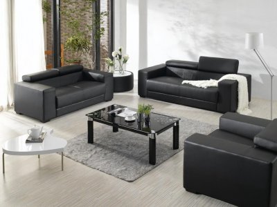 Living Room  Deals on Bonded Leather Elegant Modern 3pc Living Room Set At Furniture Depot