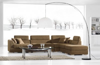 Brown Fabric Modern Modular Sectional Sofa