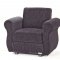 Charcoal Chenille Fabric Contemporary Sofa Bed w/Optional Items