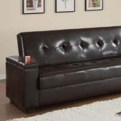 Espresso Leatherette Modern Sofa Bed w/Lift Up Storage