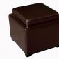 Dark Chocolate Color Contemporary Leather Ottoman With Storage
