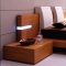 Teak Finish Contemporary Bedroom Set With Platform Bed