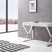 Noho Office Desk in High Gloss White by J&M w/ Chrome Legs