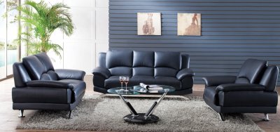 S990B Sofa in Black Leather by Pantek w/Options