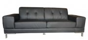 Black Leatherette Contemporary Sofa & Loveseat Set w/Metal Legs