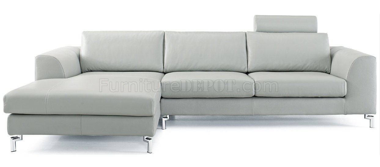 Angela Sectional Sofa in Gray Leather by Whiteline