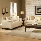 Beige Fabric Contemporary Living Room Sofa & Loveseat Set
