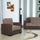 Dark Brown Fabric Contemporary Living Room w/Sleeper Sofa