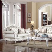 Gloria Classic Sofa in White Bonded Leather w/Options