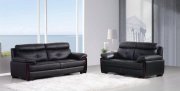 Mackenzie 435005 Sofa & Loveseat in Black Leather by New Spec
