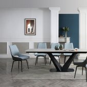 9189 Dining Table by ESF w/Optional 1239 Blue Chairs