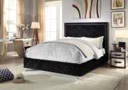 Hampton Upholstered Bed in Black Velvet Fabric w/Options