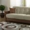 Beige & Brown Fabric Modern Living Room Sofabed w/Storage