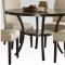 Mahogany Finish Modern Dinette Set With Beveled Round Glass Top