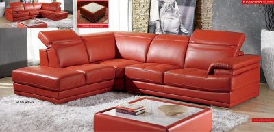 Orange Full Top Grain Italian Leather Modern Sectional Sofa