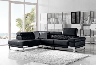 1263 Arden Sectional Sofa in Black Fabric by VIG