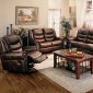 Brown Leather Like Fabric Reclining Living Room Sofa w/Options