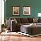 Chocolate Toned Fabric Modern Sectional w/Wooden Legs