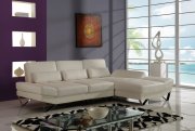 U1350 Sectional Sofa in White Bonded Leather by Global