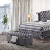 Rebekah Upholstered Bed 25820 in Gray Fabric by Acme w/Options