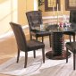Mahogany Finish Modern Dinette Set With Beveled Round Glass Top