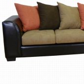 Mocha Fabric & Chocolate Bicast Modern Sectional Sofa