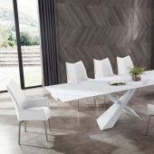 9113 Dining Table in White by ESF w/Optional 1218 White Chairs
