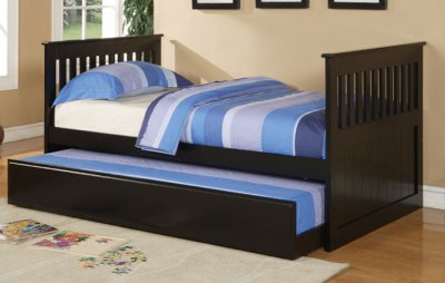 Trundle  Couch on Contemporary Black Finish Kids Twin Bed W Trundle At Furniture Depot