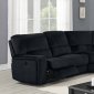 U7096 Power Motion Sectional Sofa Black Velvet Fabric by Global