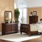 Brown Cherry Finish Traditional Sleigh Bed w/Optional Case Goods
