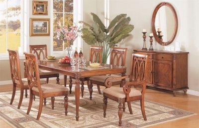 Brown Finish Classic Formal Dining Room w/Optional Items