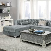 Bellaire Sectional Sofa 508280 in Silver Velvet by Coaster