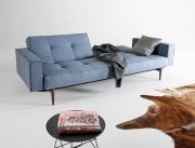 Splitback Sofa Bed w/Arms & Dark Wood Legs by Innovation