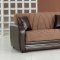 Elegant Truffle & Brown Living Room with Sleeper Sofa & Storage
