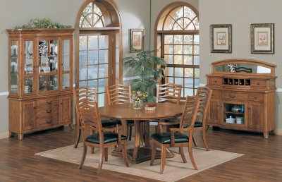 Contemporary Dining Room Furniture on Oak Finish Contemporary Dining Room W Round Table At Furniture Depot