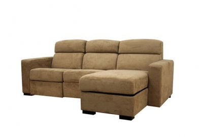 Tan Microfiber Modern Reclining Sectional Sofa w/Storage Chaise