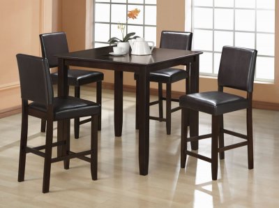 Cappuccino Finish Contemporary Counter Height 5 PC Dinette Set